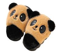 Générique Fluffy Slippers with Panda Design Kawaii Slipper with Non-Slip Sole Slippers Leisure Slippers Child Girl and Boy Plush Warm and Comfortable Winter for Home, khaki, 2.5 UK