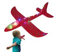 Générique Foam Airplane Glider - 48cm Throwing Glider Toy | Foam Stunt Plane with LED Flash, 3 Speed Outdoor Toy for Garden, Beach, Fun Park