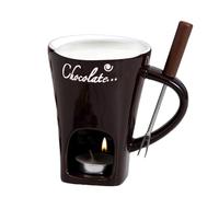 Générique Fondue Cup with Candle - with Fork & Candle | Cast Iron Mug | Ceramic Fondue Cups for Melting Chocolate with Hot Pot | Tea Butter Warmer