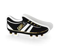 Générique Football Birthday Invitation Cards, Spiked Shoe Design, Black and Metallic Gold, 19 x 9 cm, Pack of 6 with Envelopes, Sport, Birthday Girl or Boy