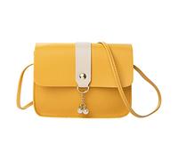 Générique For Dog for Women Pendant Pearl Buckle Soft Leather Messenger Bag Lightweight and Versatile Clip Tickets For Engraved Personalized, Yellow, One Size