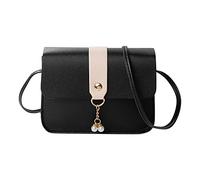 Générique For Dog for Women Pendant Pearl Buckle Soft Leather Messenger Bag Lightweight and Versatile Clip Tickets For Engraved Personalized, Black, One Size