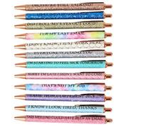 Générique Funny Pens for Adults, Funny Pens 12 Portable Signature Pen Set Quick Dry Writing Tools for Meeting Room Classroom Stationery Supplies