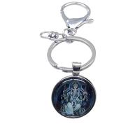 Générique Ganesha God of Wisdom Elephant Head Hinduism Bag Key Ring, silver, 9 x 3 cm