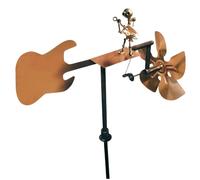 Générique Garden Sculpture, Rock Art Figurine, Wind-Powered Guitar Decoration with Metal Design, Handmade Lawn Yard Patio Accent for Porch, Terrace, Entryway, Living Room Display