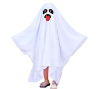 Générique Ghost Costume - Halloween Cosplay Costume, White Ghost Cosplay Costume with Hood for Children Halloween Role Play