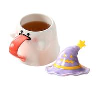 Générique Ghost Mug, Novelty Cup, 3.46 x 2.76 Inches Ceramic Ghost Shape with Lid Retain Heat, Halloween Drinkware for Juice, Coffee, Wine, Beer, Living Room, Students, and Teachers