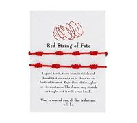 Générique Gift mm 2 Steel Rings Red Bracelet Cord Red Bracelet Adjustable Cord Red Knot For And Luck For Friendship Gift Messages Beads Jewelry, one size, Nylon, No gemstone
