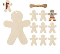 Générique Gingerbread Man Ornaments | 10 Pieces Christmas Wooden Cutouts for Crafts | Neutral Hanging Decorations for Wall Window Home Wedding Party Travel Family