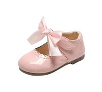 Générique Girl Brown Autumn Sandals Cute Flat Solid Color Round Head Bow Hook Buckle Girl Silver Summer Sandals, Pink, 4 UK Child