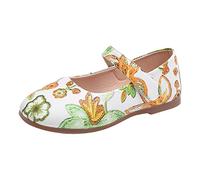 Générique Girl Pink Split Toes Casual Sandals Flat Bottom Lightweight Colorful Flower Pattern Hook Buckle Girl Blue Comfortable Sandals, Green, 5 UK Child