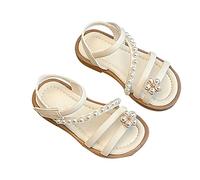 Générique Girl Transparent Spring Sandals Open Toe Pearl Flower Design Light Weight Adjustable Straps Summer Little Kid/Big Kids Girl Blue Almond Toe Sandals, beige, 12.5 UK Child