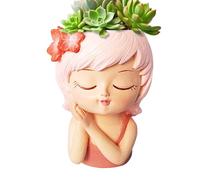 Générique Girl with Girl Face, Pot with Face | Runaway for Girls | Small Pots with Fairy Head, Girl Face, Beautiful Cactus Pot