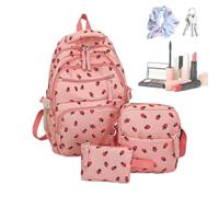 Générique Girls School Backpack, Strawberry Design Backpack, 17.72x11.81x5.91in Knapsack with Pen Purse, Shoulder Pouch Included, Preschool Bag for Boys & Girl, Outdoor Trip, Camping, Commuter, Pink
