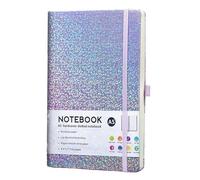 Générique Glitter Notebook - A5 Rigid Journal, 160 Lines Pages, Fixed Glitter Notebook | Writing Pad with Elastic Band Stationery Notebook Gift Girl Woman School Diary