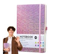 Générique Glitter Notebook - A5 Rigid Journal, 160 Lines Pages, Fixed Glitter Notebook | Writing Pad with Elastic Band Stationery Gift Girl Woman School Diary