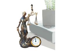 Générique Goddess of Justice Statue Resin Table Figurine with Clock | Table Decoration Statue | Decorative Idea for Collectors Home, Office, Bedroom, Living Room, Library, Shelf, Entrance