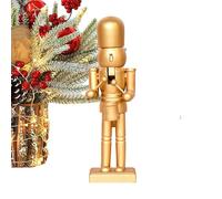 Générique Golden Walnut Soldier - Solid Wood Christmas Nutcracker Decoration | Solid Color Gold Craft Soldier Ornament 25cm for Table, Bedroom, Living Room, Dining Table, Gift