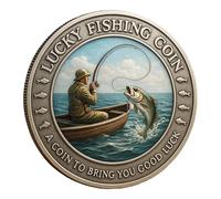 Générique Good Fortune Coin | Creative Metal Souvenir Commemorative Coin for Fisherman Dad Husband Luck Outdoor Activities Camping And Boating