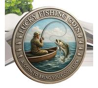 Générique Good Fortune, Metal Keepsake for Fisherman - Coin for the Fisherman - For Dad Husband Luck Outdoor Activities Camping And Boating