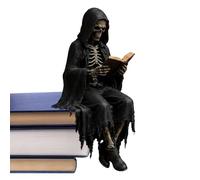 Générique Gothic Home Decoration | Dark Aesthetic Resin Statue | Desk Figure Skeleton Reader | for Bedroom, Home Office, Shelf, Halloween, Hanging