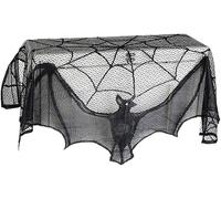 générique Gothic Style Black Spider Web Bat Lace Curtain Fabric Hanging Halloween Decoration for Doors, Windows, Cabinets Tablecloth WebThe ingenious Fashion