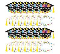 Générique Graduation Ceremony Invitation Cards 2025 | Pack of 24 Festive Announcement Cards, Student Hat Shaped Congratulations Cards - Event Accessories