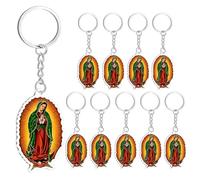 Générique Guadalupe Virgin Keyring - 10 Pieces Acrylic Ornament 2D | Charm Catholic Bag For Backpack | Spiritual Gift Women Event Church Travel Party Easter Christmas