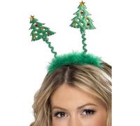 Smiffys Christmas Tree Boppers, Green on Headband, Christmas Fancy Dress Accessory, Xmas Dress Up Accessories