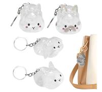 Générique Hair Holder Key Chain, 4 Pieces Memory Charm, Rabbit Shape Transparent Container for Trips Birthday Ceremony Home