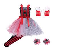 Générique Halloween Clown Dress, Cute Tutu Dress for Girls Halloween Socks, Gloves, Head Flowers, Scary Clown Costume for 2-12 Years Old, Outfit, Co-Outfit