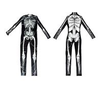 Générique Halloween Costume Women with Skeleton Print Halloween Costume Adult for Women Vintage Jumpsuit Adult Skull 3D Role Play Costume Long Sleeve Slim Fit for Cosplay