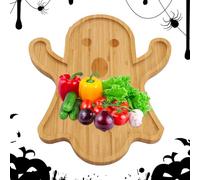 Générique Halloween Ghost Tray - Solid Wood 20 x 18 cm | Ghost Board With Easy To Wipe, Appetizer Food Dessert Snack Sushi, Decorative Halloween Plate