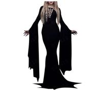 Générique Halloween Gothic Vintage Costume Witch Renaissance Costume Sexy Cut Out Flare Sleeve Dress Evening Dress Fishtail Costume Terrifying Queen Vampire