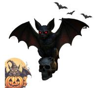 Générique Halloween Lamp, 3D Bat Skull Resin Wall Statue with LED Lighting | Horror Decor for Escape Room Party Bedroom Living Room