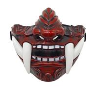 Générique Halloween Mask Japanese Hannya Mask Demon Oni Samurai Fun Scary Halloween Ghost Prajna Latex Mask Full Face Red Masquerade Magician God Cosplay