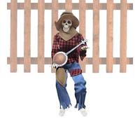 Générique Halloween Musical Skeleton Decoration - Articulated Statue with Musical Eyes for Garden Pathway Haunted House Porch Front Photo Decoration