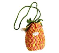 Générique Handmade Crochet Bag - Sweet Pineapple Bucket Bag, Knitted Cotton Hand | Large Capacity Shoulder Bodage For Women Girls Sweet Handoving Wool Grip Elegant Accessory, Orange, Se référer à la