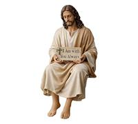 Générique Handmade Jesus Figurine, Small Religious Decor, I Am with You Always Inspirational Statue for Desktop, Office, Car, Shelf, Cabinet, Dashboard, Living Room, Bedroom, Or Prayer Space
