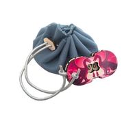 Générique Handmade Leather Purse + Red Dragon Life Counter - Pocket Size - Ideal for Dice, Role Playing - With Wooden Lace-Stop -, Blue / Grey, Leather purse