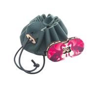 Générique Handmade Leather Purse + Red Dragon Life Counter - Pocket Size - Ideal for Dice, Role Playing - With Wooden Lace-Stop -, English Green, Leather purse