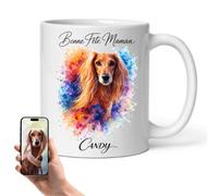 Générique Happy Birthday Mum Mug Personalised with First Name - Mother's Day Gift Dog or Cat - Personalised Animal Photo Mug - Original Mum Gift Idea