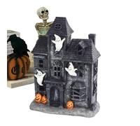 Générique Haunted House Decorative Figurine, Halloween Decor with Illuminated Haunted House, Scary Halloween Decoration for Bedroom Table Kitchen Office Living Room Restaurant Library