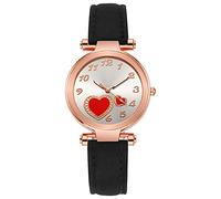 Générique Heart Women's Cute Watch Stainless Steel Wrist Watch Leather Strap with Quartz Movement for Women Watch Care Aid Pink, Silver, one size