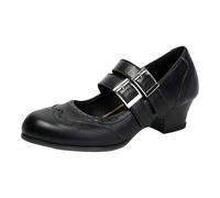 Générique Heels Oktoberfest Women's Block Heel Double Straps Buckle Brogue Pattern Two-Tone Traditional Bavarian Style Wedding Party Beer Comfortable Non-Slip Soft Sole, Black, 9.5 UK