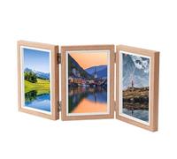 Générique Hinged Photo Frame, Collage Frames, Rustic Hinged Tri-fold Frame - Collage Folding to Family Photos, Triple Aperture Photo Frame 4x6 for Wedding