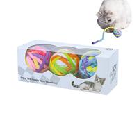 Générique Interactive Cat Ball | Interactive Ball Game for Cats, 3 Pieces Soft and Colorful with Bells Chew Toy for Teeth Cleaning and Stimulating Exercise