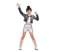 Générique Jackolume Kpop Rumi Hunters Costume for Girls Kids K Pop Stars Vocal Rumi Cosplay Stage Outfits Idol Singers White Performance Party Outfit (black, 130cm)