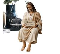 Générique Jesus Figures | Handmade Religious Decoration | Sitting Statue of Jesus Christ Holding a Panel | Shelf Display Dashboard Living Room Bedroom Easter Birthday Christmas