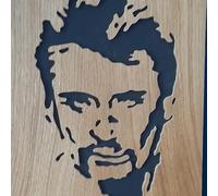 Générique Johnny Hallyday Wooden Picture Portrait Scroll Saw Cut Out Father's Day Gift Idea